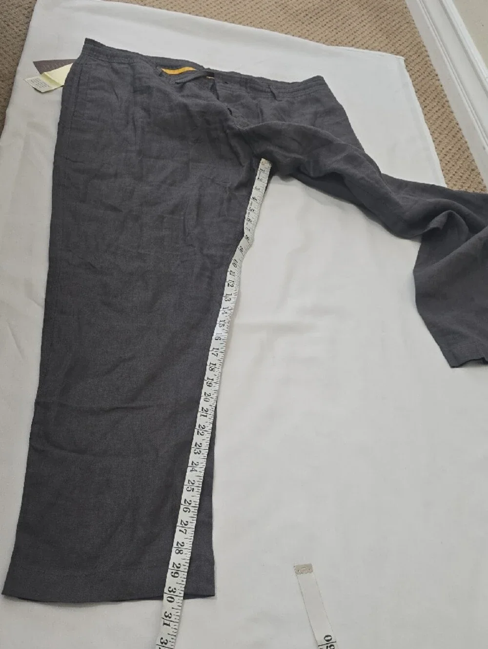 Island Importer‎ Men's Charcoal Drawstring Linen Blend Chinos 36